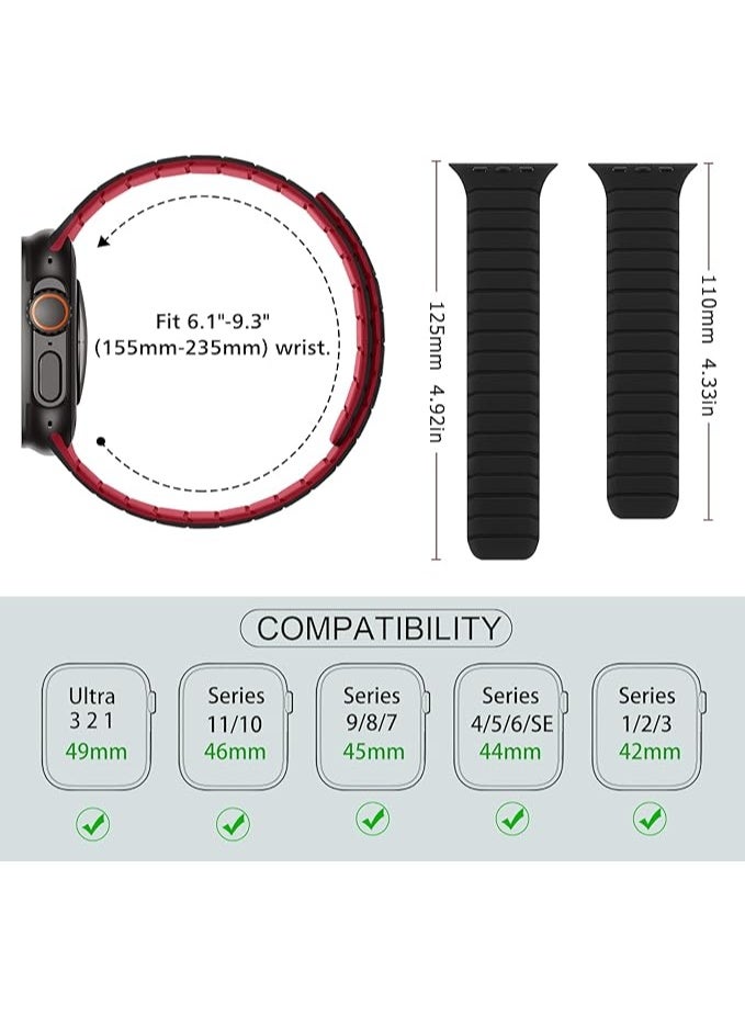 TEMPO Magnetic Silicone Bands Compatible with Apple Watch 49mm 46mm 45mm 44mm 42mm Soft Silicone Replacement Loop Wristband for iWatch Ultra 4 3 2 1 SE Series 12 11 10 9 8 7 6 5 4 3 - Image 2